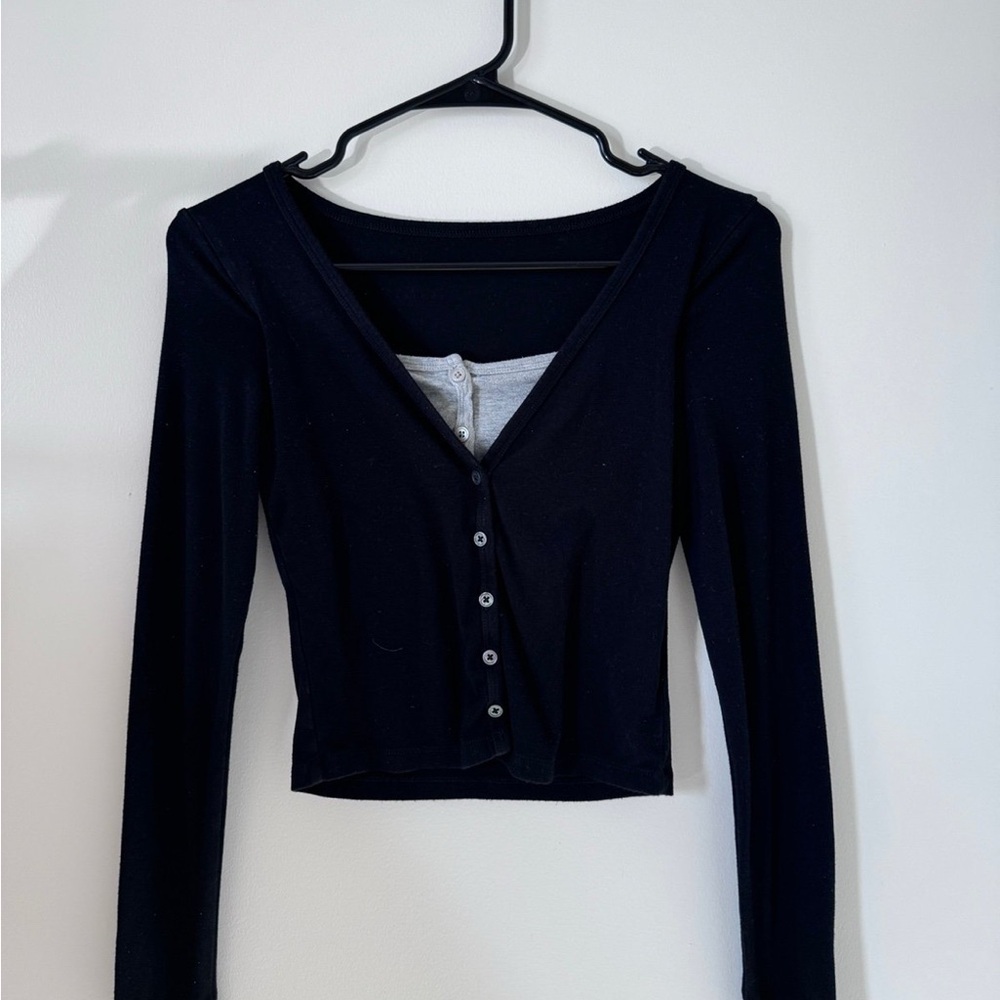 Black Button-Up Women's Top